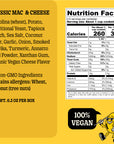 GrownAs* Foods, The vegan mac & cheese classic nutrition information.